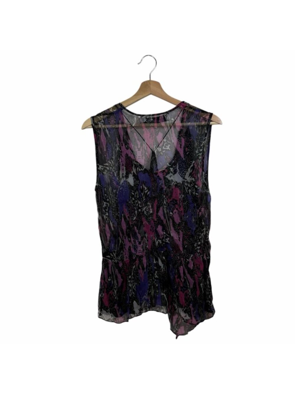 IRO Street Marble Blouse Size 36 US Small 4 Sheer Chiffon Multi Twist Knot Front - Picture 3 of 14